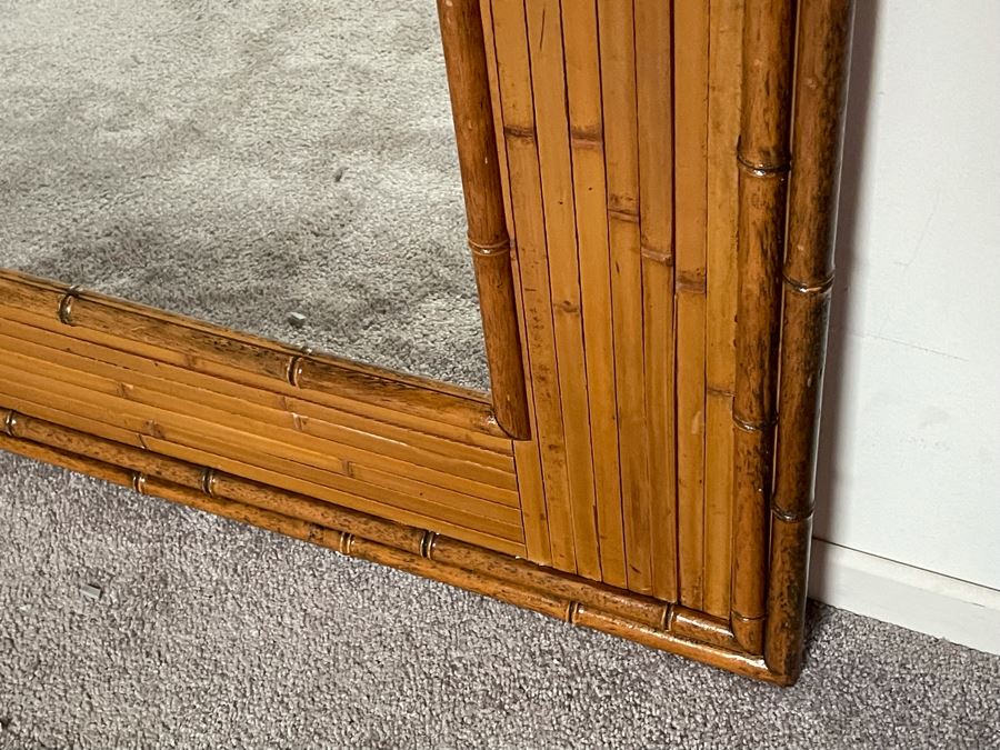 Wooden Bamboo Motif Wall Mirror 41 X 29.5 [Photo 5]