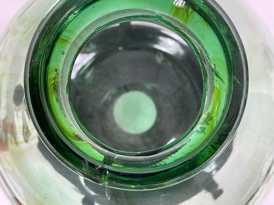 Large Green Glass Bottle With Wooden Stand 25H X 12W [Photo 9]