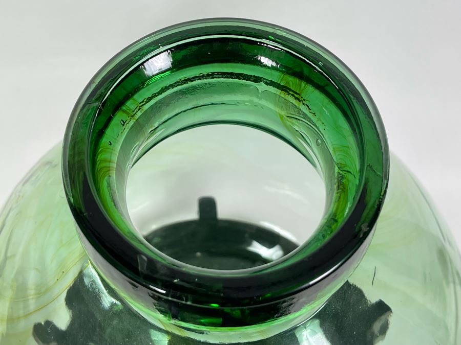 Large Green Glass Bottle With Wooden Stand 25H X 12W [Photo 8]