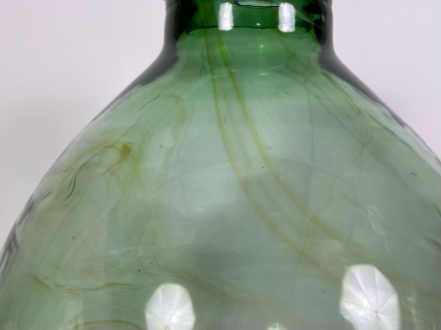 Large Green Glass Bottle With Wooden Stand 25H X 12W [Photo 6]