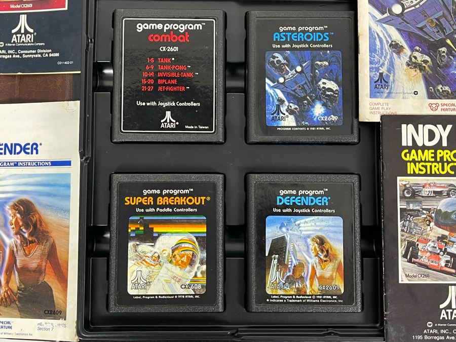 Collection Of Original Atari 2600 Video Game Cartridges Some With Original Game Instructions 7168