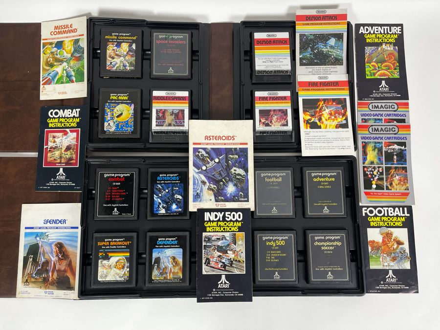 Collection Of Original ATARI 2600 Video Game Cartridges (Some With Original Game Instructions) Plus Pair Of Original ATARI Game Cartridge Storage Cases [Photo 3]