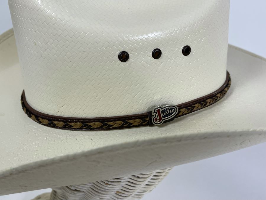 Men's Straw Cowboy Hat By Justin Size 7/56 [Photo 4]