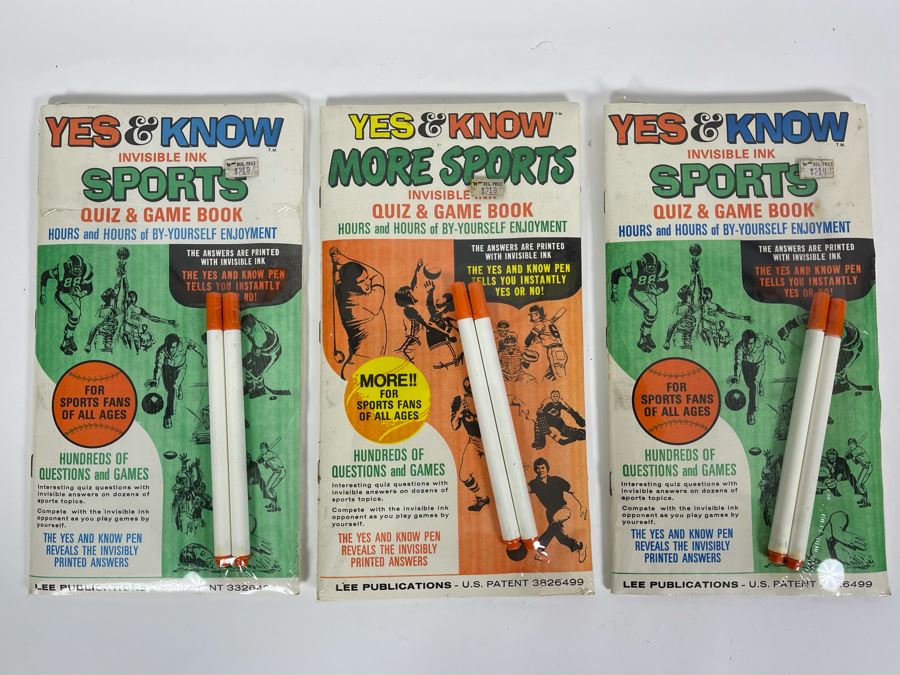 (3) Vintage Sealed Retro Yes & Know Invisible Ink Sports Quiz & Game Books By Lee Publications [Photo 2]