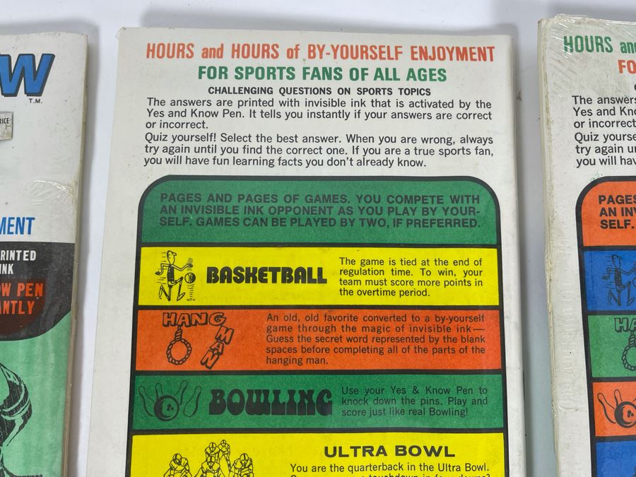 (3) Vintage Sealed Retro Yes & Know Invisible Ink Sports Quiz & Game Books By Lee Publications [Photo 7]