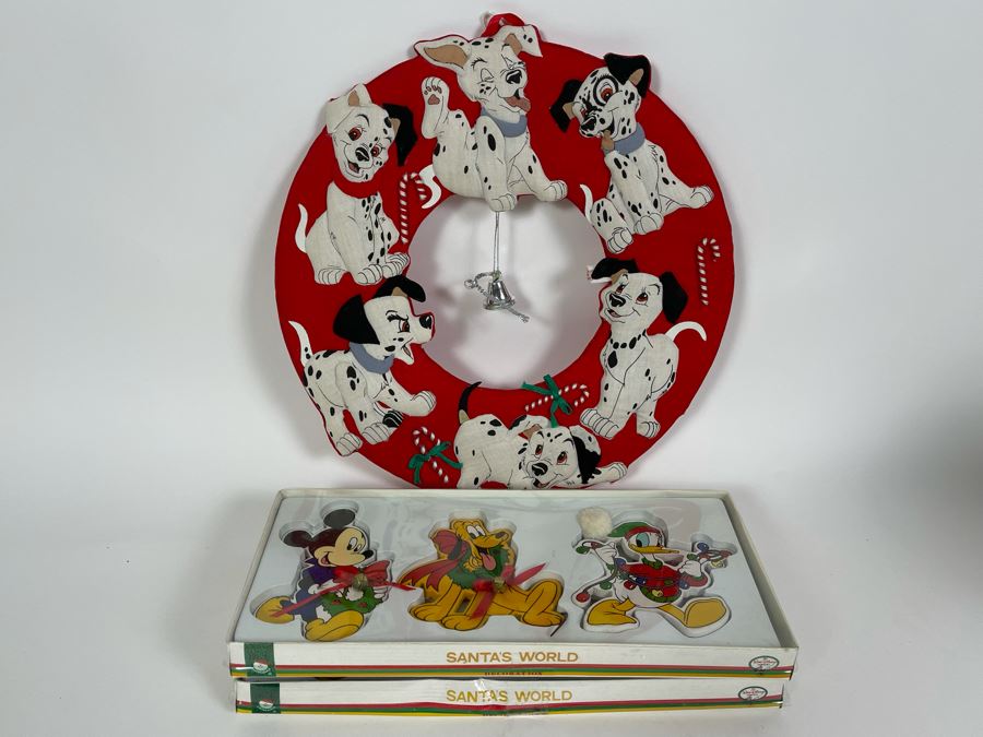Disney's 101 Dalmations Wreath And (2) New Boxes Of Disney Ornaments From Santa's World [Photo 2]