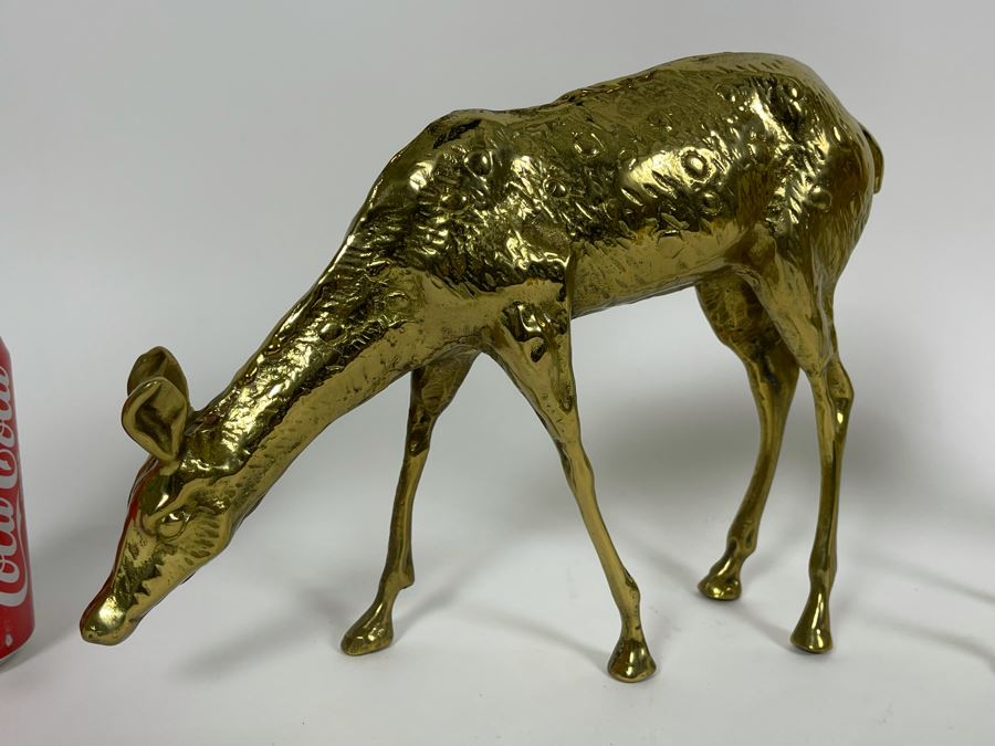 Pair Of Brass Deer Tallest Is 13H [Photo 4]