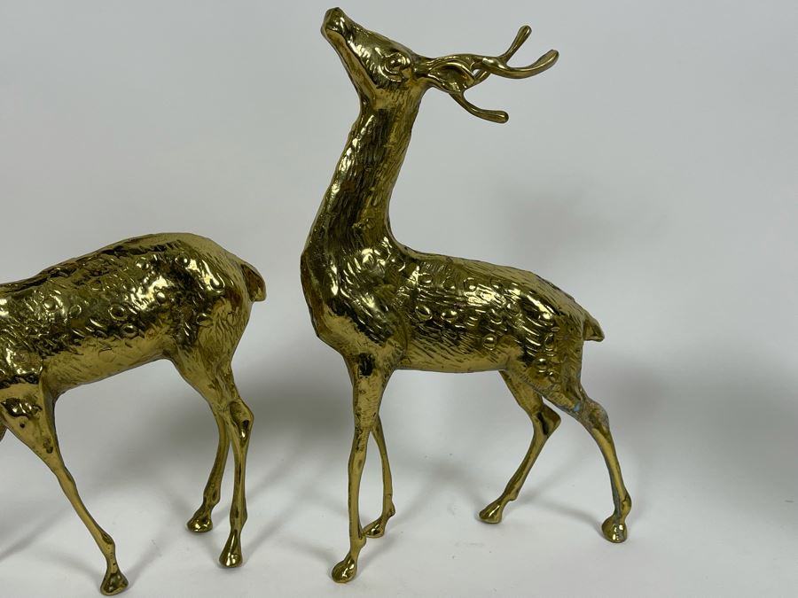 Pair Of Brass Deer Tallest Is 13H [Photo 5]