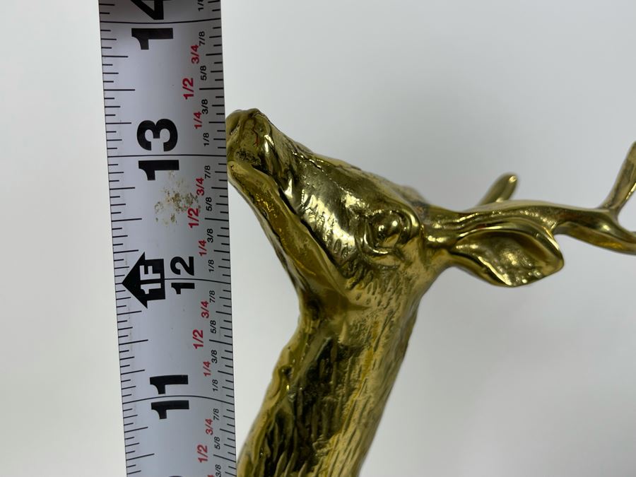 Pair Of Brass Deer Tallest Is 13H [Photo 6]