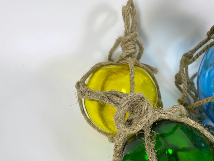 Seven Colored Glass Fishing Floats Of Various Sizes [Photo 7]