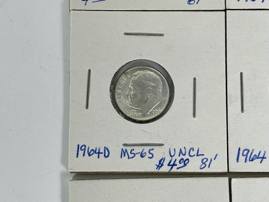 Twelve Uncirculated 1964 D Silver Roosevelt Dimes [Photo 10]