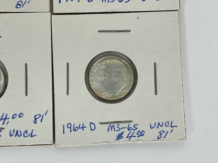 Twelve Uncirculated 1964 D Silver Roosevelt Dimes [Photo 14]