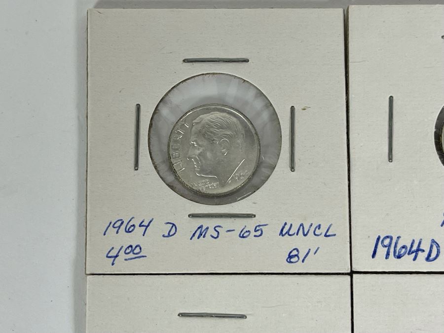 Twelve Uncirculated 1964 D Silver Roosevelt Dimes [Photo 3]
