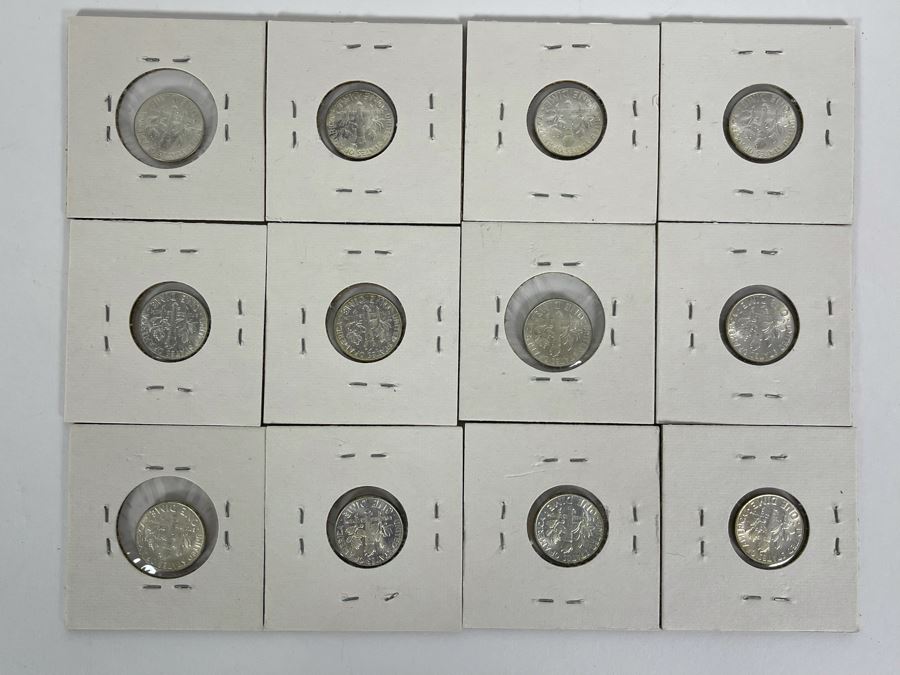 Twelve Uncirculated 1964 D Silver Roosevelt Dimes [Photo 15]