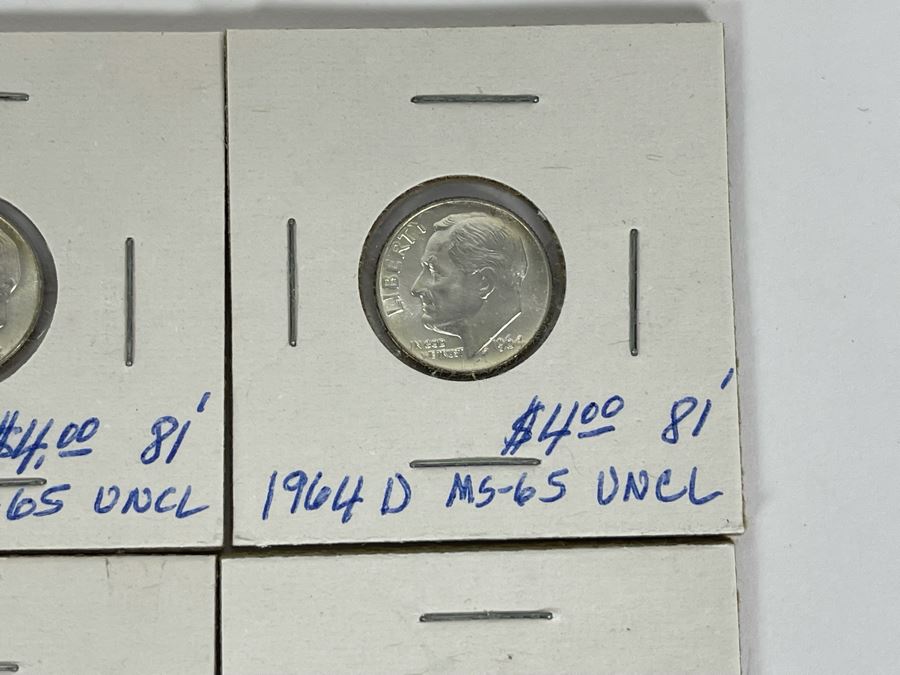 Twelve Uncirculated 1964 D Silver Roosevelt Dimes [Photo 6]