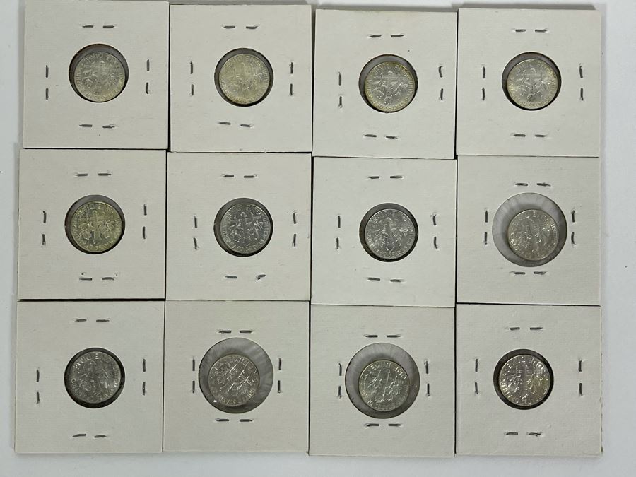 Twelve Uncirculated 1964 D Silver Roosevelt Dimes [Photo 9]