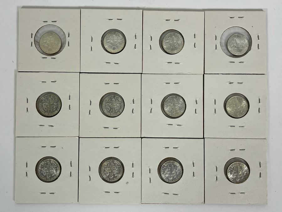 Twelve Uncirculated 1964 D Silver Roosevelt Dimes [Photo 9]