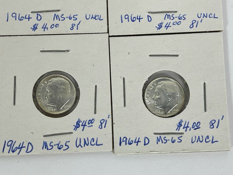 Twelve Uncirculated 1964 D Silver Roosevelt Dimes [Photo 8]