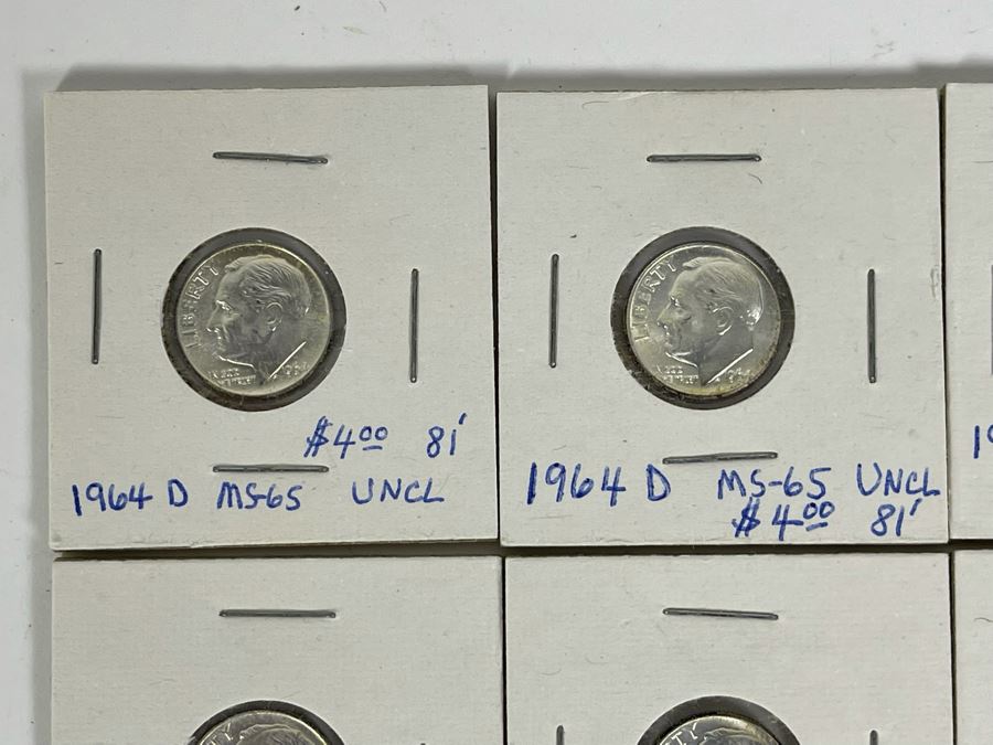Twelve Uncirculated 1964 D Silver Roosevelt Dimes [Photo 3]