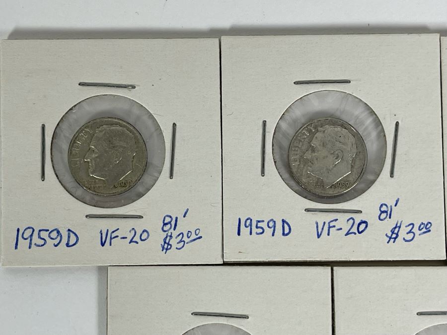 Seven Silver Roosevelt Dimes From 1959-1964 [Photo 3]