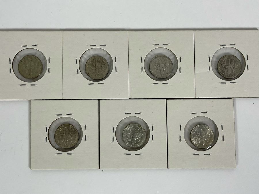 Seven Silver Roosevelt Dimes From 1959-1964 [Photo 7]