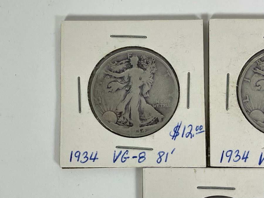 (2) 1934 Silver Walking Liberty Half Dollars And (1) 1935 Silver Walking Liberty Half Dollar [Photo 3]