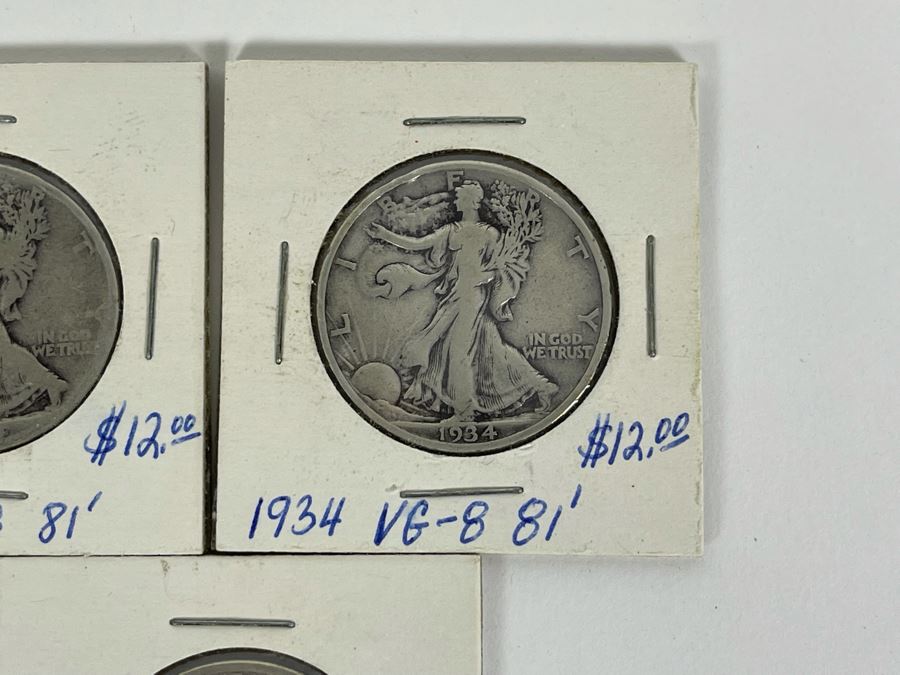 (2) 1934 Silver Walking Liberty Half Dollars And (1) 1935 Silver Walking Liberty Half Dollar [Photo 4]