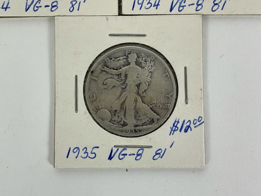 (2) 1934 Silver Walking Liberty Half Dollars And (1) 1935 Silver Walking Liberty Half Dollar [Photo 5]