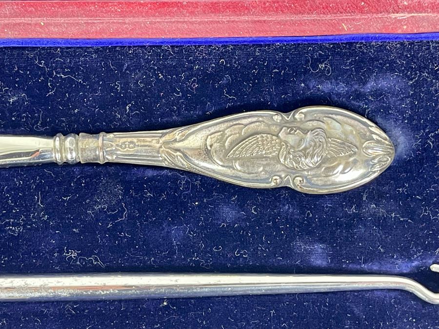 Vintage Sterling Silver Handle Shoe Horn And Button Hook With Presentation Box [Photo 11]