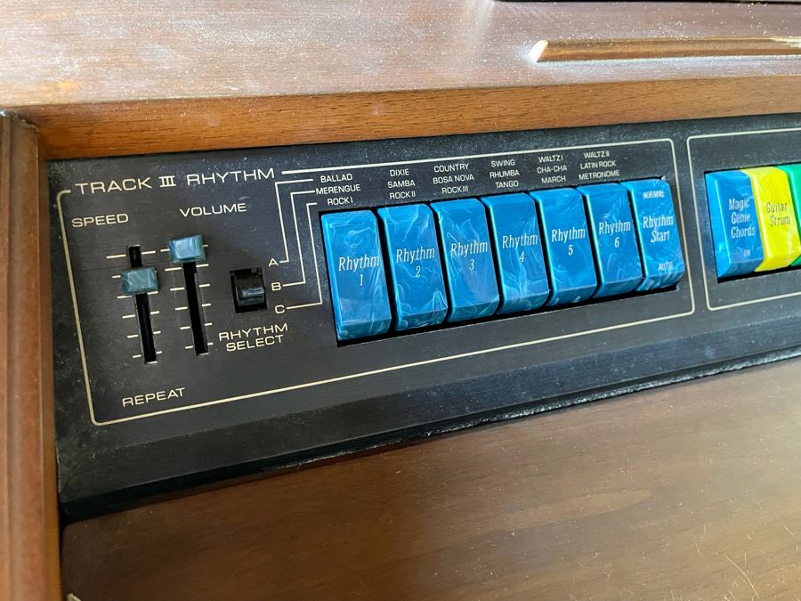 Vintage 1978 M-100 Lowrey Organ Walnut Finish With Bench, Original Receipts, Music Lesson Books And Sheet Music 46W X 24D X 36H Retails $1,500+ [Photo 6]