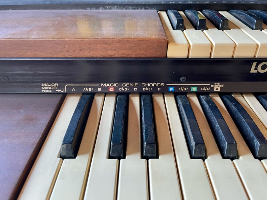 Vintage 1978 M-100 Lowrey Organ Walnut Finish With Bench, Original Receipts, Music Lesson Books And Sheet Music 46W X 24D X 36H Retails $1,500+ [Photo 5]