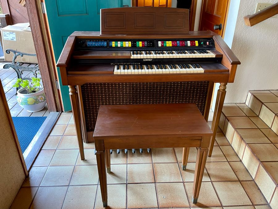 Vintage 1978 M-100 Lowrey Organ Walnut Finish With Bench, Original Receipts, Music Lesson Books And Sheet Music 46W X 24D X 36H Retails $1,500+ [Photo 9]