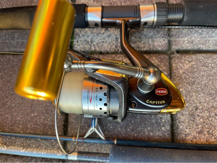 Fishing Tackle Gear Lot Includes Fishing Poles (Penn Captiva Reel), Lures, Waders - See Photos [Photo 3]