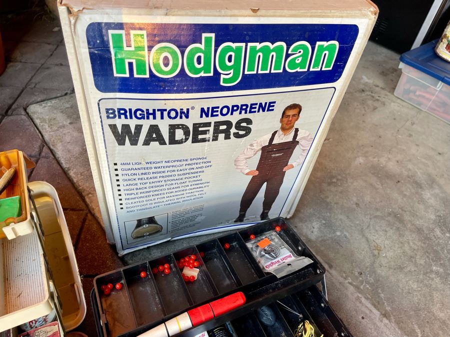 Fishing Tackle Gear Lot Includes Fishing Poles (Penn Captiva Reel), Lures, Waders - See Photos [Photo 17]