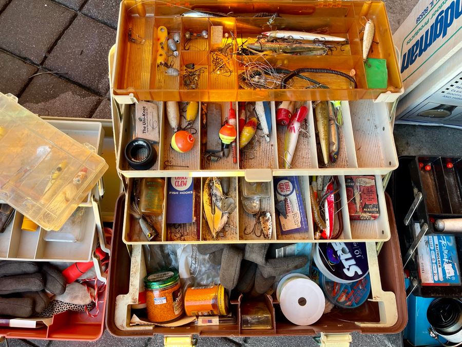Fishing Tackle Gear Lot Includes Fishing Poles (Penn Captiva Reel), Lures, Waders - See Photos [Photo 2]