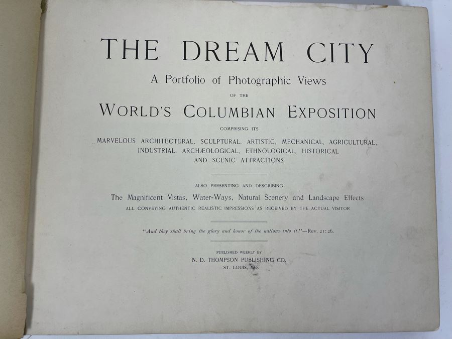 Antique 1893 Book The Dream City A Portfolio Of Photographic Views Of The World's Columbian Exposition [Photo 2]