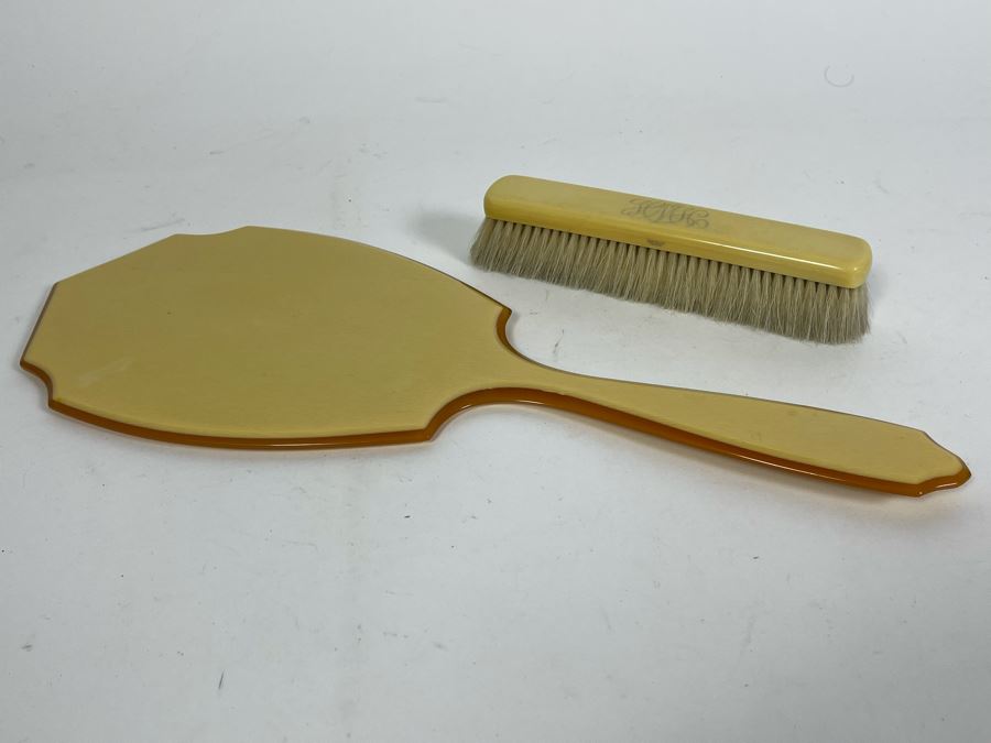 Vintage Vanity Hand Held Mirror 15L And Brush 7L [Photo 8]