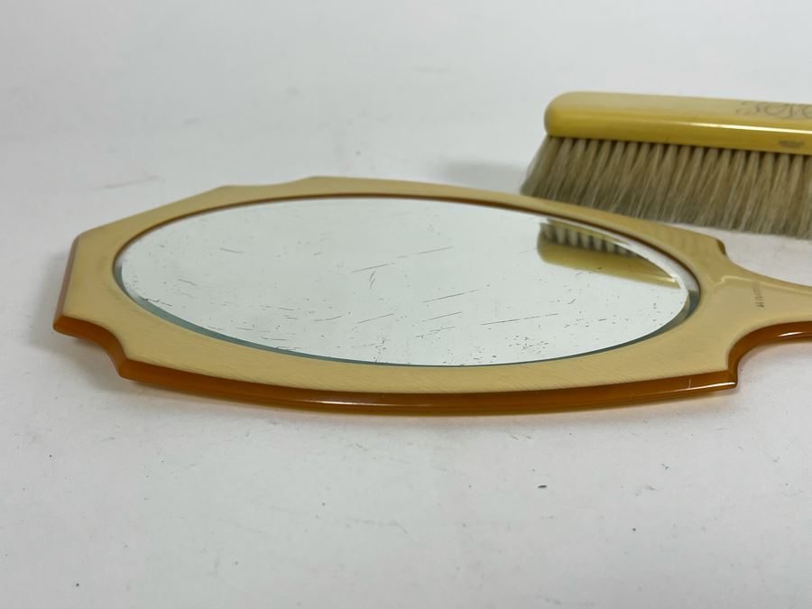 Vintage Vanity Hand Held Mirror 15L And Brush 7L [Photo 7]
