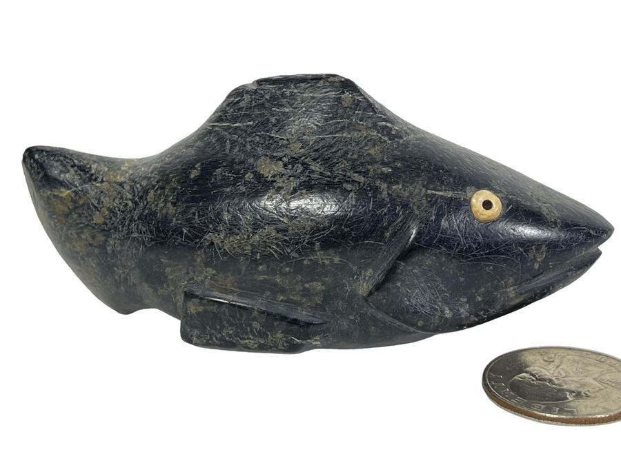 Antique Carved Stone Steatite Fish From Chumash Indian Native American Central Coast CA [Photo 1]