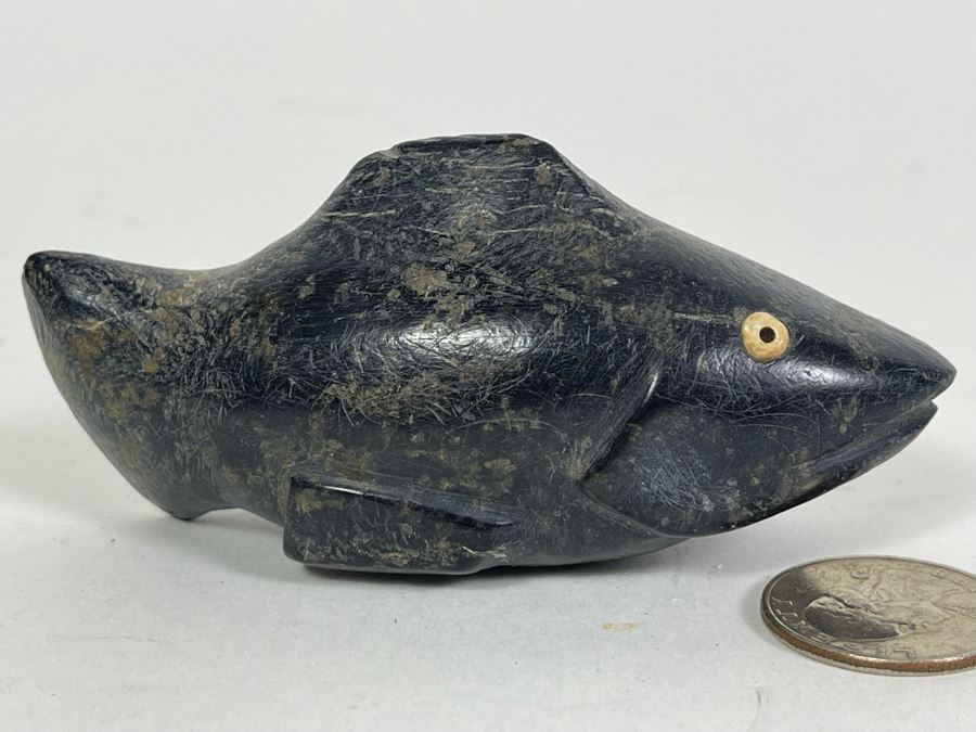 Antique Carved Stone Steatite Fish From Chumash Indian Native American Central Coast CA [Photo 3]