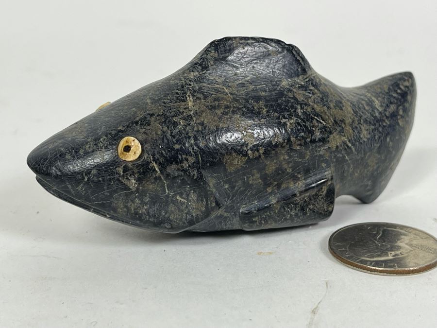 Antique Carved Stone Steatite Fish From Chumash Indian Native American Central Coast CA [Photo 4]