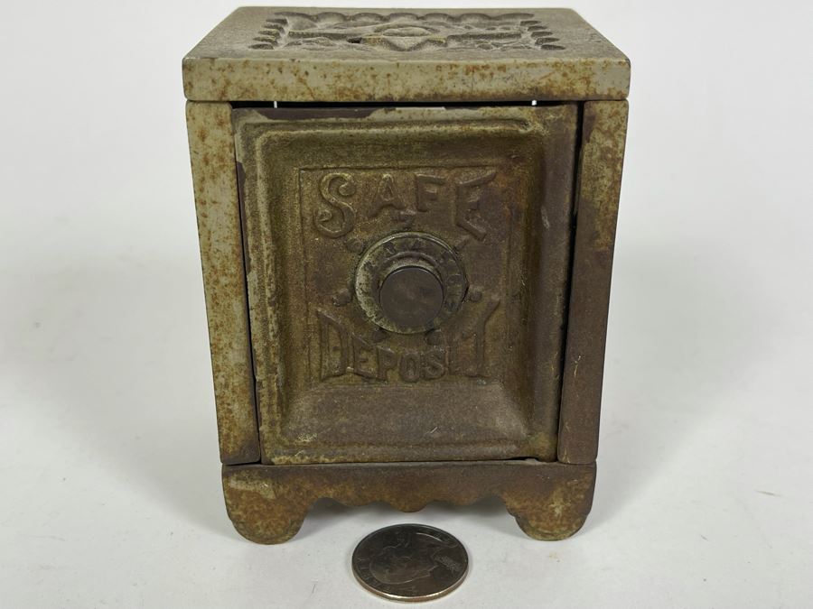 Antique 1897 Patent Cast Iron Toy Bank 3W X 2.5D X 4H [Photo 2]