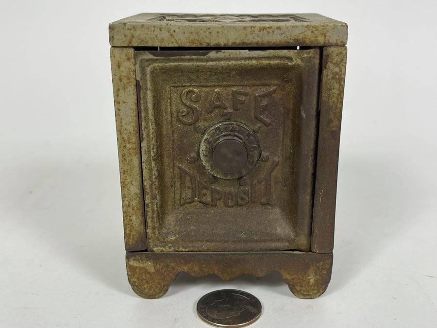 Antique 1897 Patent Cast Iron Toy Bank 3W X 2.5D X 4H [Photo 3]