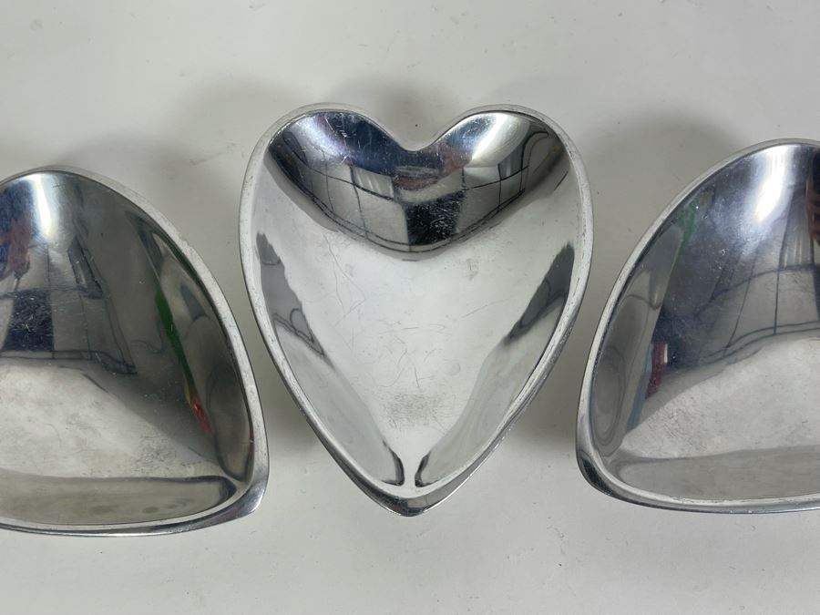 (3) Nambe Metal Heart Shaped Candy Dishes 116 1994 5W X 6H [Photo 5]