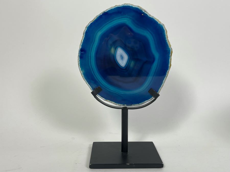 Polished Geode Slice With Metal Display Stand 9H