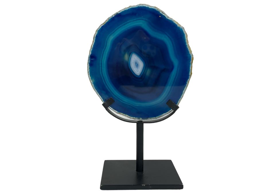 Polished Geode Slice With Metal Display Stand 9h