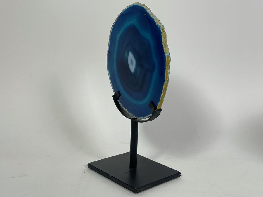 Polished Geode Slice With Metal Display Stand 9H