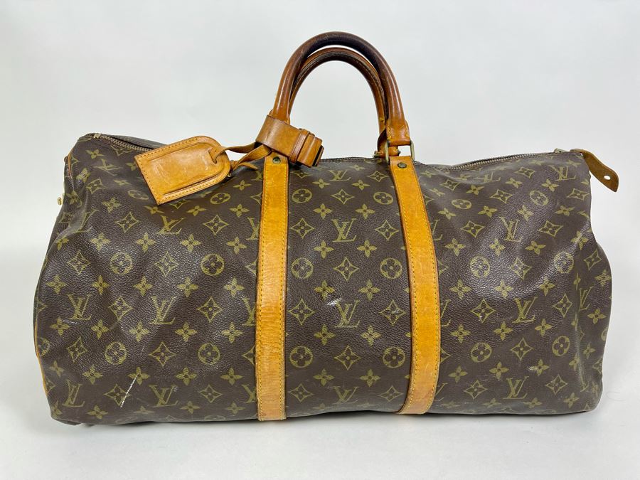 Authentic Vintage Louis Vuitton Duffel Bag Handbag - See Photos For Tear In Zipper (Zipper Works) [Photo 3]