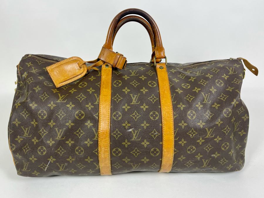 Authentic Vintage Louis Vuitton Duffel Bag Handbag - See Photos For Tear In Zipper (Zipper Works) [Photo 5]