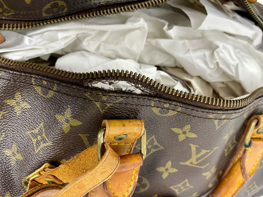 Authentic Vintage Louis Vuitton Duffel Bag Handbag - See Photos For Tear In Zipper (Zipper Works) [Photo 17]